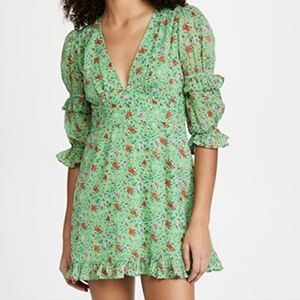 Banjanan Masie Puff Sleeve Ruffle Trim Mini Dress